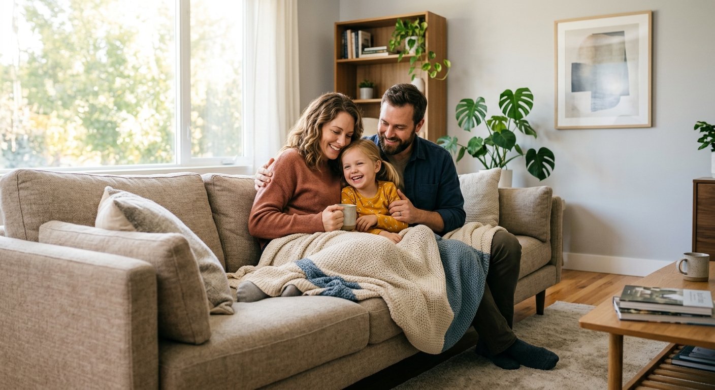 Familia protegida por una cobertura de seguro